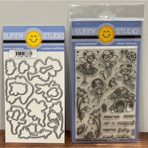 Sunny Studio Craft Dies & Clear Stamps Set Garden Fairy SSCL-285 SSDIE-225